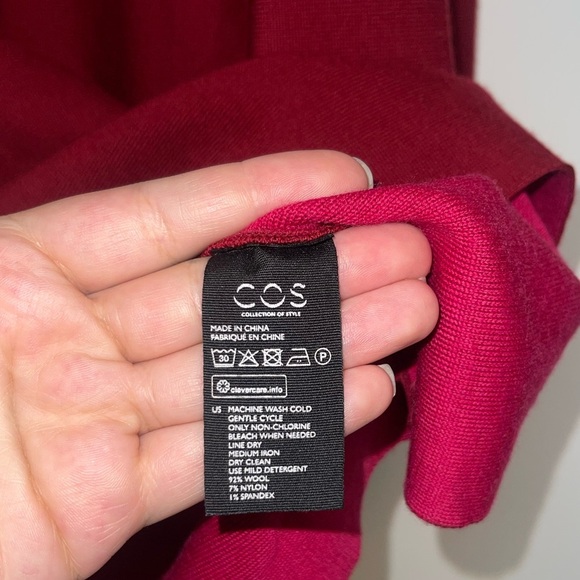 COS Burgundy Wool Straight Mod Dress Large minimalist neutral quiet luxury - Picture 5 of 7